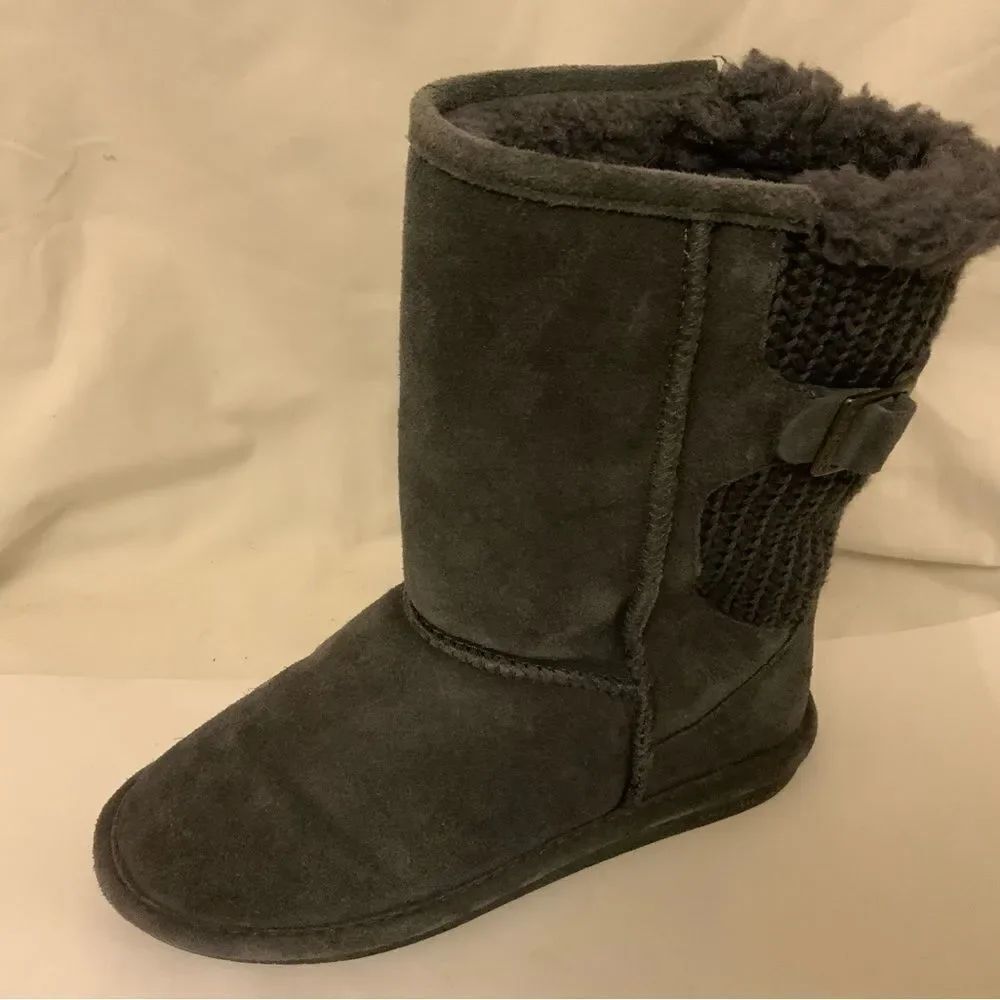 Bearpaw 'Stella' Suede Knit Sheepskin Winter Boots By Bearpaw- US 9 Color: Gray